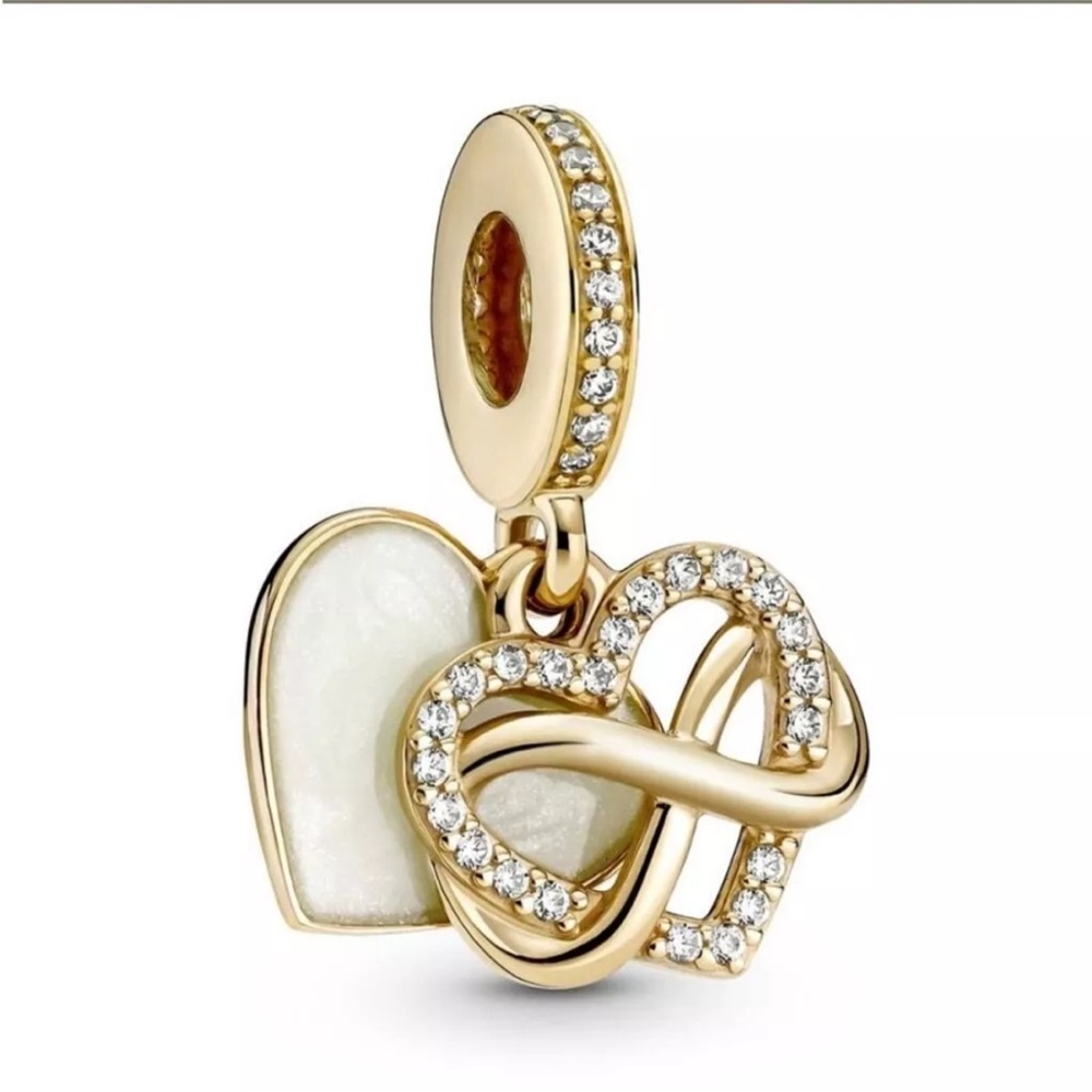 *Brand New* Pandora 14K Gold Infinity Heart Enamel & CZ Dangle Charm